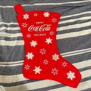 🧣Coca-Cola Coke Red Felt Christmas Stocking Happy Holidays Snowflakes
